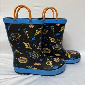Cat & Jack sz 12 Toddler Rubber Rain Boots Blue Space Cash Shuttle